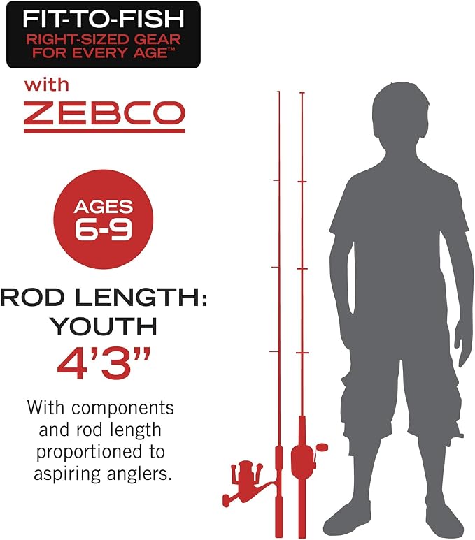 Zebco Splash Junior Spinning Reel and Fishing Rod Combo, 4-Foot 2-Piece Fishing Pole, Changeable Right- or Left-Hand Retrieve, Pre-Spooled with 6-Pound Zebco Line