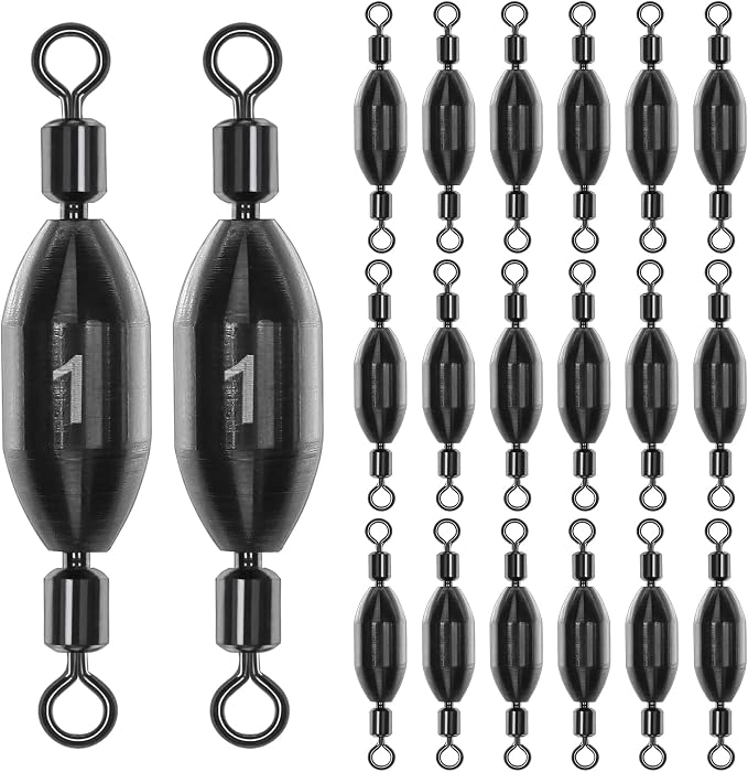 20Pcs Fishing Weights Swivel Brass Sinkers Fishing Weights Saltwater Freshwater Bullet Sinkers Fishing Weight with Swivel Rolling