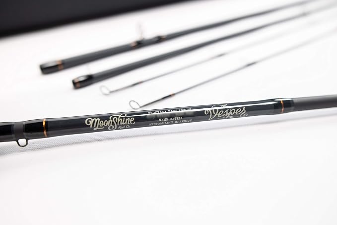 Moonshine Rod Company Fast Action Fly Fishing Rod – Carbon Fiber Graphite Rod with Zippered Travel Case – Drifter II, Vesper, Epiphany ESN, Outcast, Phantom & Rambler Series - 2WT up to 12WT Rods