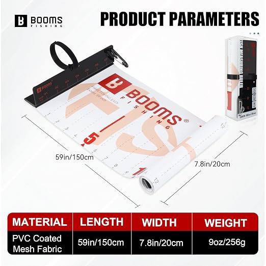 Booms Fishing 59" Fish Ruler: Foldable Fishing Ruler - Waterproof Fish Measuring Tape with Bump Board - Saltwater Fishing Measuring Tool for Angler, RL4 Red