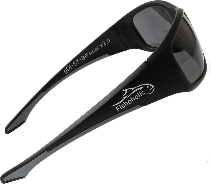 Fishoholic Polarized Bi-Focal Fishing Sunglasses with Reader Magnification (1.5x, 2.0x, 2.5x Options) and UV400 Protection