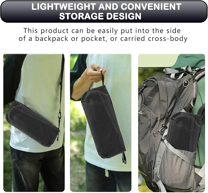 Portable Stool, Pocket Chair Fishing Stool, Large Size Adjustable Shoulder Strap Folding Stool, 2026 New Ultralight Foldable Stools with 2pcs Storage Pouch for Hiking, Fishing, Camping, Picnic (Black)