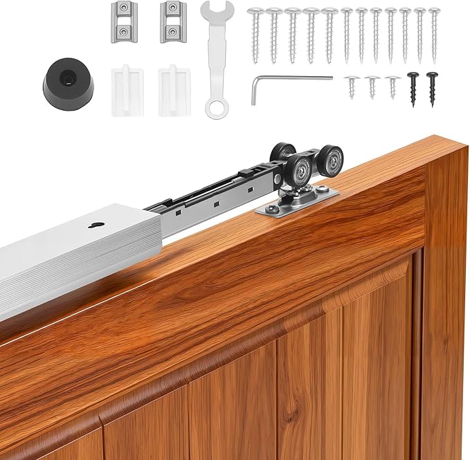 VEVOR Sliding Pocket Door Hardware Track Kit, 44.69" Pocket Door Track Kit with Soft Close Mechanism for Smooth and Quiet Sliding, Easy to Install, for 1" to 1 3/4" Thickness 24" Width Single Door
