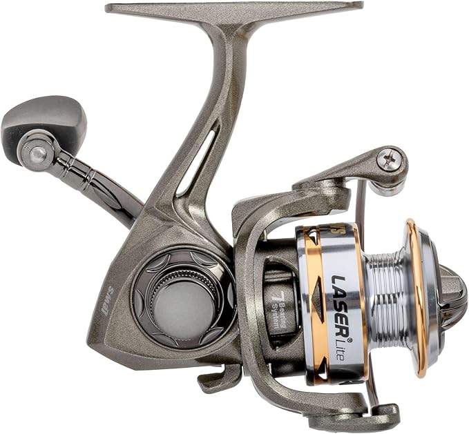Lew's Laser Lite Spinning Fishing Reel, 6+1 Bearings, Graphite Frame and Sideplate, Speed Lube, Multi-Disc Drag