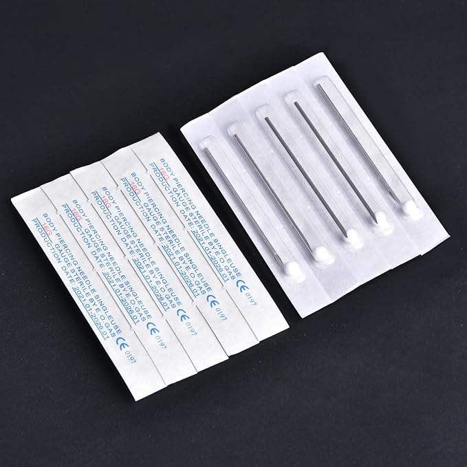 DJCIW Piercing Clamps with 20pcs Piercing Needles 14G 16G,Stainless Steel Triangle Slotted Metal Piercing Clamps Forceps for Belly Nipple Tongue Ear Piericng