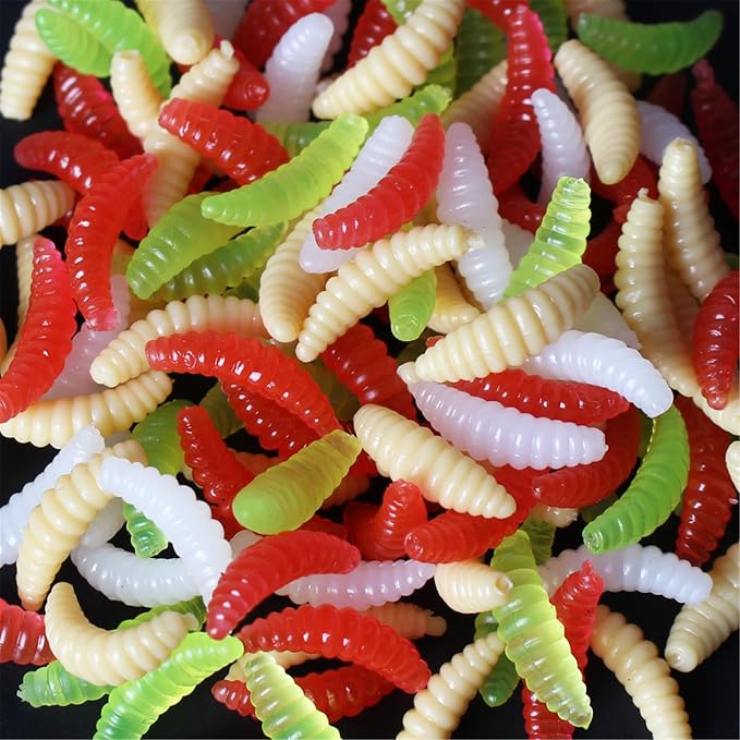 50Pcs Soft Fishing Lures Earthworms Baits Maggot Smell Silicone Artificial Tackle Accessories Earthworms