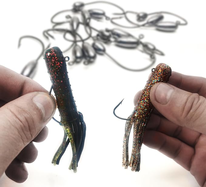 30/20/10 Pcs Tube Jig Heads for Bass Fishing, Tube Bait Worm Hooks rigs for Freshwater Saltwater, 5/16oz, 1/4oz, 3/16oz, 1/8oz