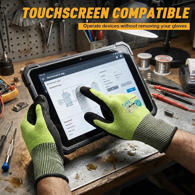 A7 Cut Resistant Work Gloves, 3 Pairs Nitrile Coated Cutting Glove for Woodworking,Construction,Fishing,Metalwork