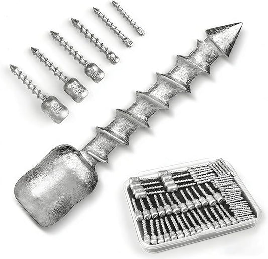 60/80-PCs Hard Alloy Screw Nail Weights, Stamped Insert Bass Fishing Sinkers, Assortment 6 Sizes for Neko Rig/Hover Rig&Wacky Worm Rig