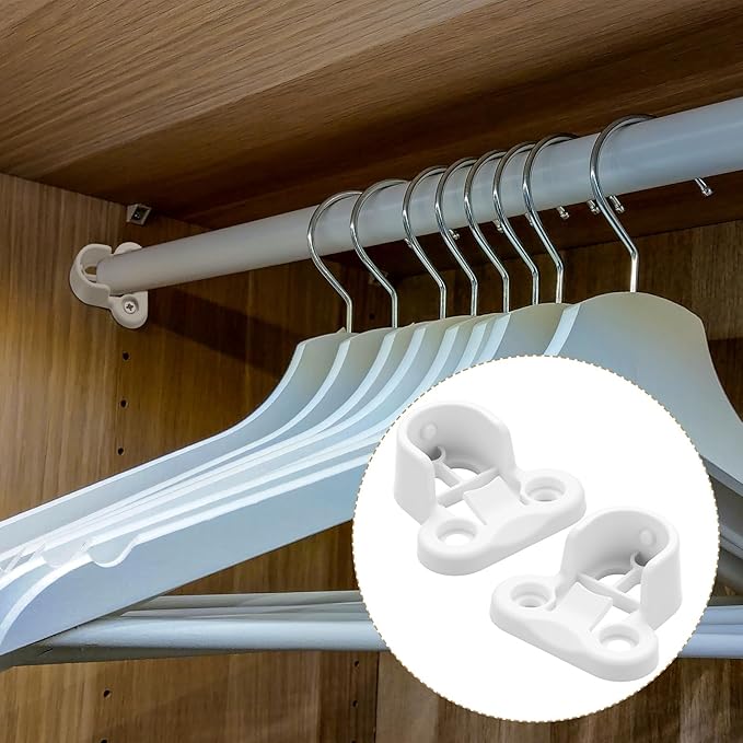 Nuanchu 4 Pack White Replacement Brackets Closet Replacement Brackets Kit Rail Holders Compatible with IKEA Pax Komplement Closet System