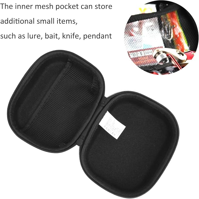 Fishing Reel Bag, EVA Material, Multi-Size Compatible, Lightweight Design, Durable Fishing Reel Protector, Zipper, Carrying Handle for Anglers, Camping, Travel, Outdoor Activities, Storage,