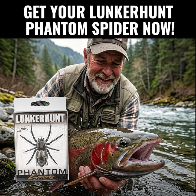 LUNKERHUNT Phantom Spider Lure for Bass Fishing (2.5 Inch) | Topwater Spider Fishing Lure with Natural Walking Action | Soft Hollow Body Weedless Hooks for Trout and Pike