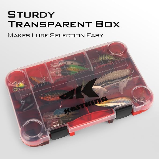 KastKing Tackle Boxes, Plastic Box, Plastic Storage Organizer Box with Removable Dividers - Fishing Tackle Storage - Box Organizer - 2 Packs /4 Packs Tackle Trays - Parts Box