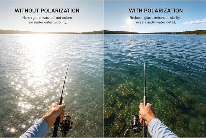 Polarized Fishing Sunglasses for Men - UV400 Protection - Lake, River, Ocean - Lightweight TR90 Frame