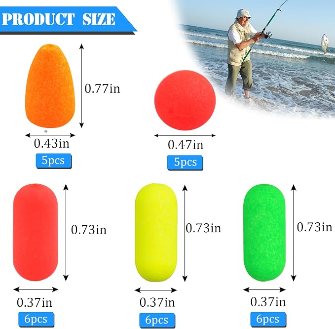 AGOOL Pompano Rigs Fishing Floats Bobbers Snell Float Foam Fishing Rig Floats Live Bait Walleye Rig Making Accessories Bullet Cylinder Float for Trout Catfish