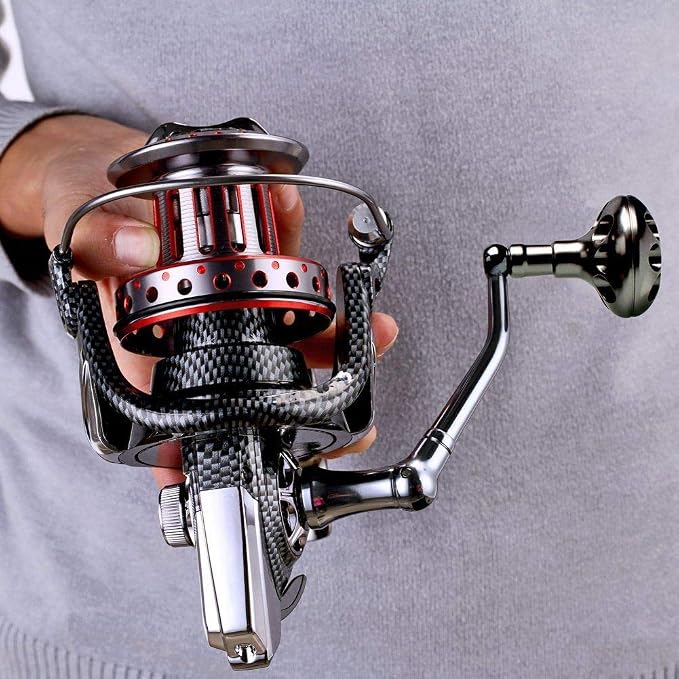 Fishdrops Surf Spinning Reel, Size 10000 12000 Saltwater Fishing Reels, Full Metal Frame 31 LBs Max Drag, 10+1 Stainless BB Ultra Smooth Powerful, High Capacity Long Casting Spinning Reels