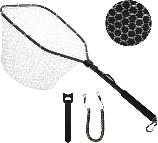 GOODCAT Fly Fishing Net, Bass Trout Landing Net, Folding Fishing Nets Fresh Water, Safe Fish Catching or Releasing, Fly Fishing net Magnetic Release