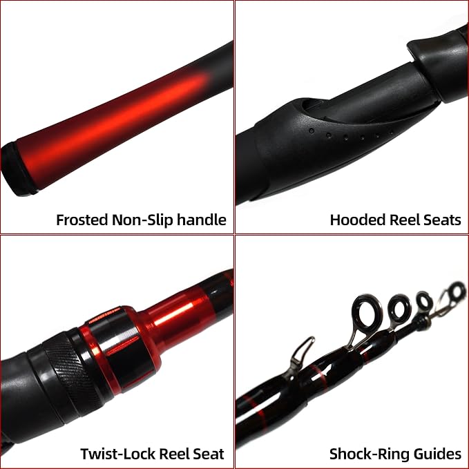Kilitn Fishing Rod and Reel Combo, Baitcasting Combo Baitcast Reel 5 Foot Durable Fiberglass Telescopic Rod with Fishing Line Full Kits Comfortable Handle
