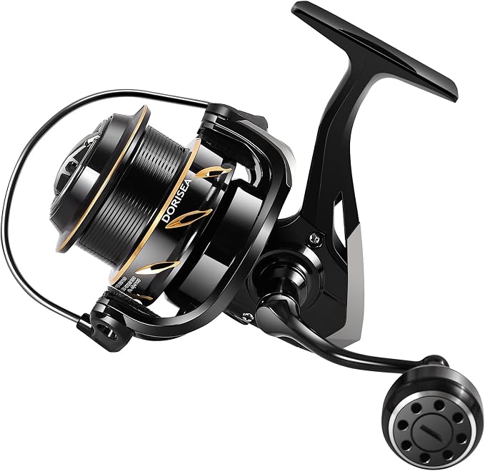 GK Spinning Reel,Fishing Reel Saltwater,Shallow Aluminum Line Cup 5.2:1 Gear Ratio, Upgraded Copper Gears, Metal Handle Knob, Smooth Bearings