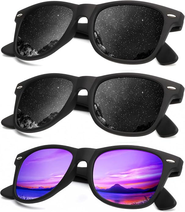 KALIYADI Polarized Sunglasses for Men and Women Matte Finish Sun glasses Color Mirror Lens UV Blocking (3 Pack)