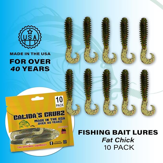 Galida's Grubz Soft Plastic Fish Bait Lures for Fishing | Fishing Bait Lure with Deep Ribs | Great for Beginners and Advanced Fishermen