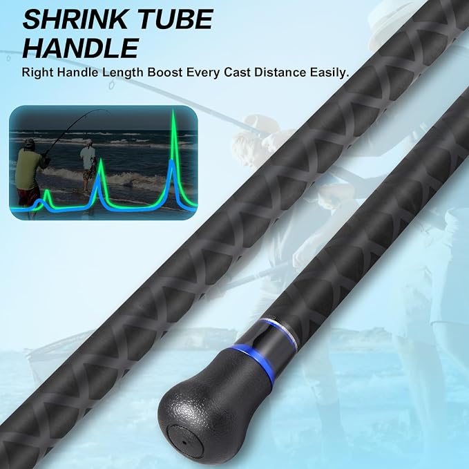 Sougayilang Surf Fishing Rod Portable Travel MH/H Surf Spinning Rod 4 Piece Carbon Fiber Saltwater Fishing Rod 10'/11'/12'/15'