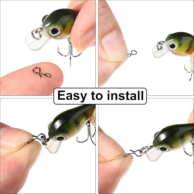 Skylety 300 Pieces Fly Fishing Snaps Stainless Steel Quick Change Fly Fishing Snaps No Knot Fast Clip Lure Connector for Flies Jigs Hooks Trout Lures Clip Swivels Terminal Tackle Mixed Sizes