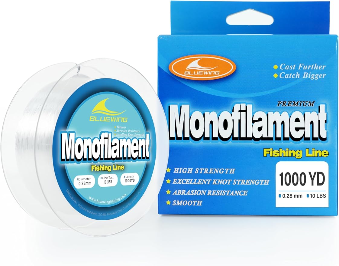 BLUEWING Monofilament Fishing Line Clear Mono Fish Wire Thin Diameter String 6-400 lbs, 50-3000 Yards