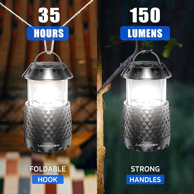 LED Camping Lantern – Collapsible, Waterproof, White Bright Light for Power Outages, Hurricanes, Storms & Outdoor Use – Indoor Emergency & Hiking Gear – Black