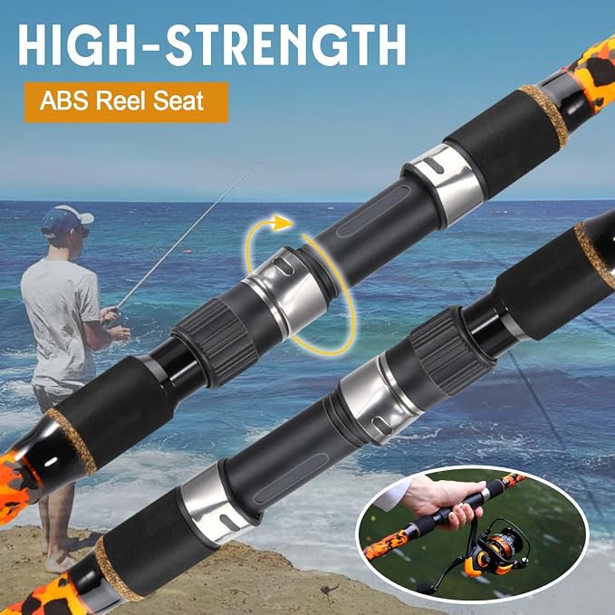 Sougayilang Surf Spinning Fishing Rod Carbon Travel Surf Rod M/MH 3 Piece Spinning Fishing Rod 9'/10'/11'/12'