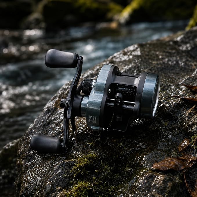 Round DC Baitcasting Reel, Digital Control Anti-Backlash with Signature DC Sound, 7.1:1 Gear Ratio, 17.6LB Drag for Bass Freshwater