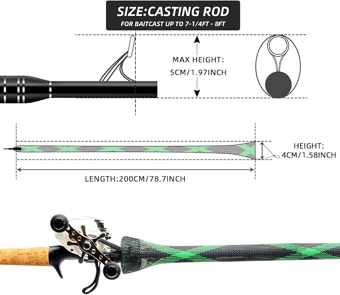 SF Fishing Rod Sock Fishing Rod Sleeve Rod Cover Braided Mesh Rod Protector Pole Gloves Fishing Tools for Spinning Fishing Rod,Casting Rod,Musky Rod, Ice Rod, Fly Rod, Spey Rod