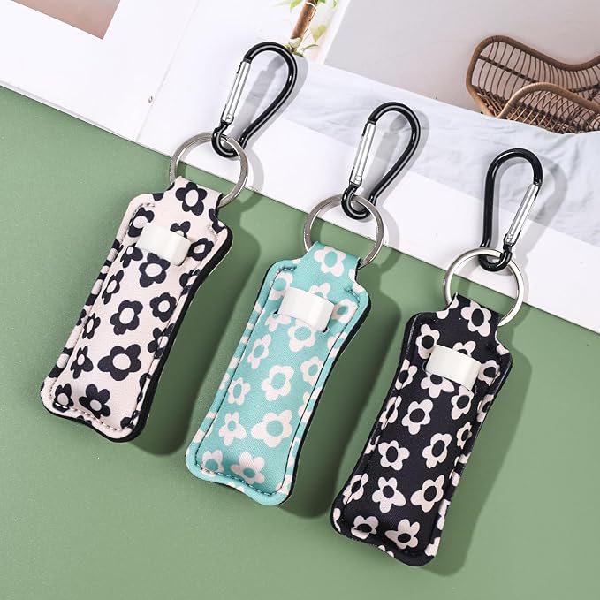 COOKOOKY Keychain Holder for Chapstick Lipstick Lip Gloss Cute Lip Balm Keychain Holder with Clip