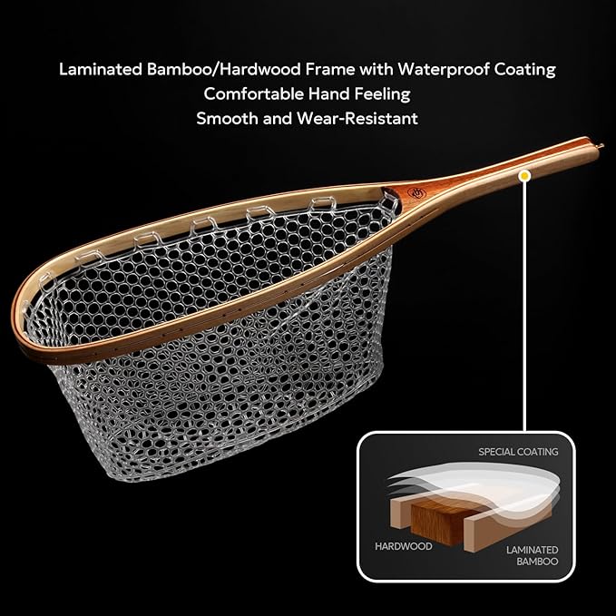 SF Fly Fishing Landing Net Soft Rubber Mesh Trout Net Catch and Release Net