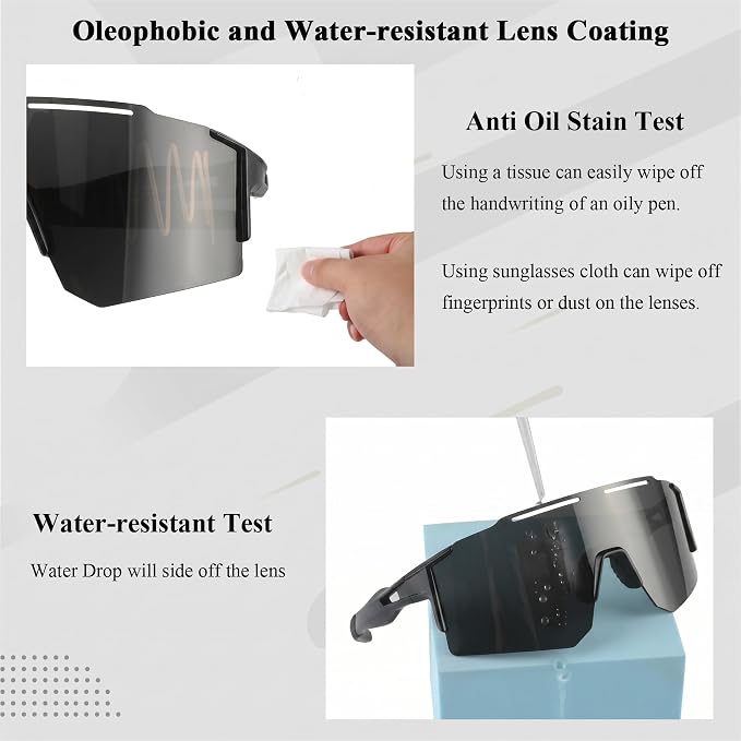 Ukoly Cycling Sunglasses for Men Women with 3 Interchangeable Lenses, Polarized Sports Sunglasses, Baseball Sunglasses