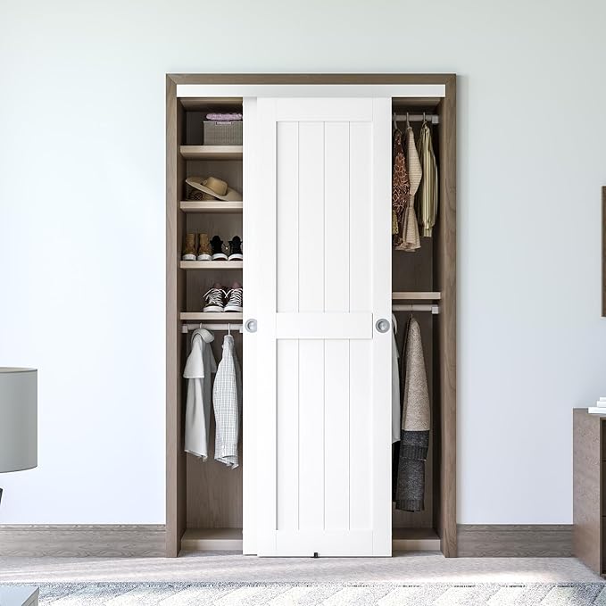 SMARTSTANDARD 48"/4FT Bypass Sliding Door Hardware Kit for Cabinet Closet, Aluminum Alloy Hardware with Finger Pull, for 2 Door System, Smoothly and Quietly, Fit 24.5" Wide Panel, No Door