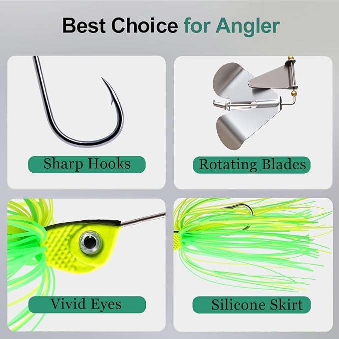 Fishing Lures Buzzbait Spinnerbait Jigs Lure for Bass Pike Fishing Freshwater 5/8oz Bass Fishing Lures