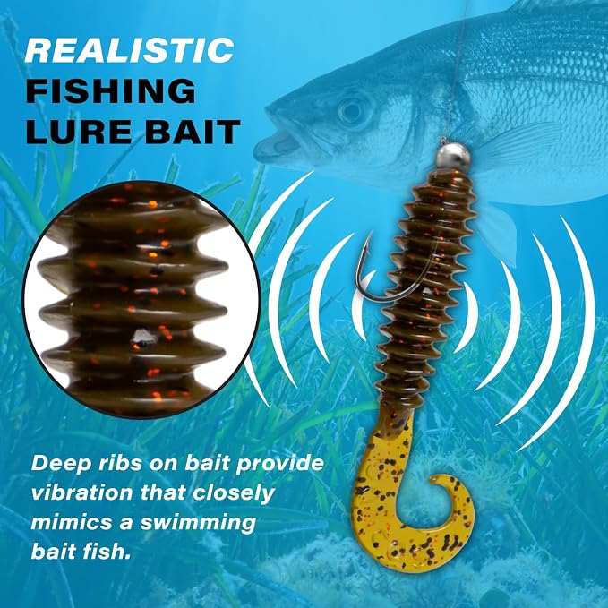 Galida's Grubz Soft Plastic Fish Bait Lures for Fishing | Fishing Bait Lure with Deep Ribs | Great for Beginners and Advanced Fishermen