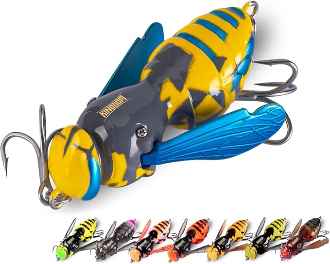 Kingdom Wasp Craw Bait Insect Bionic Floating Fishing Lures Swimbaits Hard Artificial Baits Lure for Freshwater and Saltwater Bass Carp Pike Walleye Fishing ABS Material Carbon Steel Three Book Hook