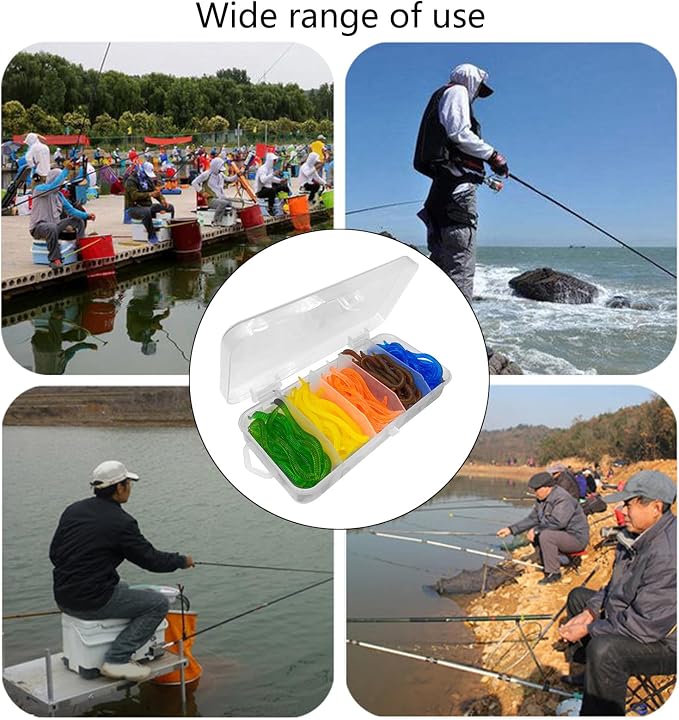 100Pcs Soft Earthworms Baits Flexible Soft Artificial Lres Fishing Lures Artificial Baits Jigging Wobblers