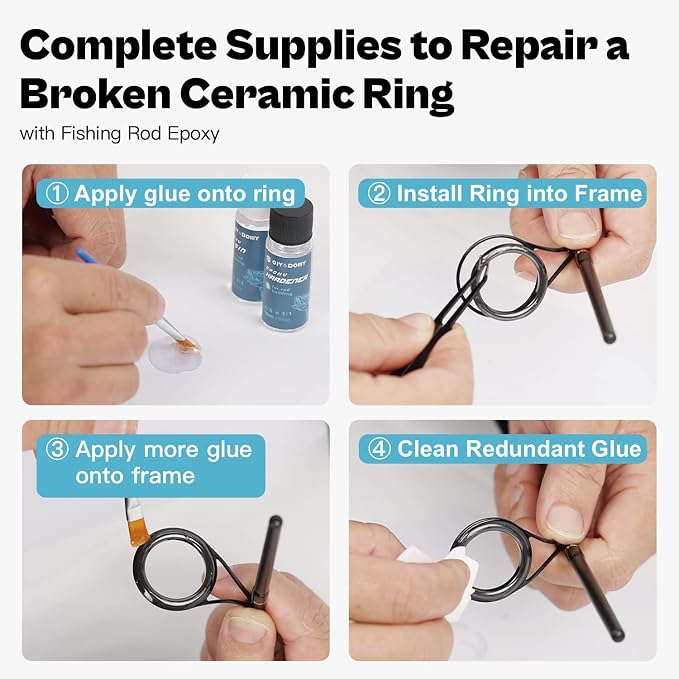 Fishing Rod Repair Kit,Fishing Pole Eyelet Ceramic Insert Eyes Repair with 52 Guide Rings and Supplies