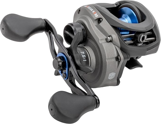 Lew's American Hero Baitcast Fishing Reel, 4+1 Bearings, 7.5:1 Gear Ratio, Graphite Frame, Speed Gears, Magnetic Control System