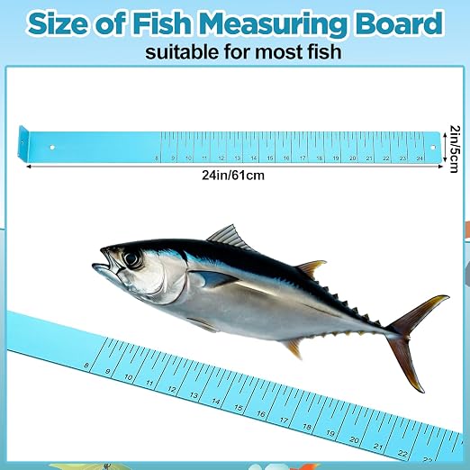 Zonon 1/8" Thick x 24" Long Fish Measuring Board Fishing Gifts for Dads Anodized Aluminum Fish Ruler Aqua Blue Corrosion Resistant Boat Measuring Tool for Fishing Competition Fresh and Salt Water
