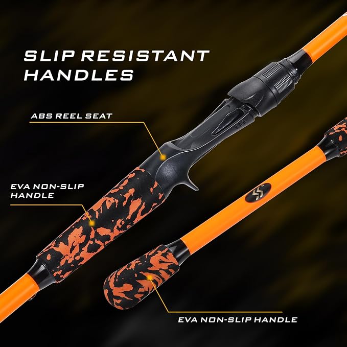 Sougayilang Baitcaster Combo – IM7 Graphite M/MH 2-Piece Travel Rod, 6.3:1 High-Speed Reel,18LB Drag for Bass, Catfish, Trout, Panfish