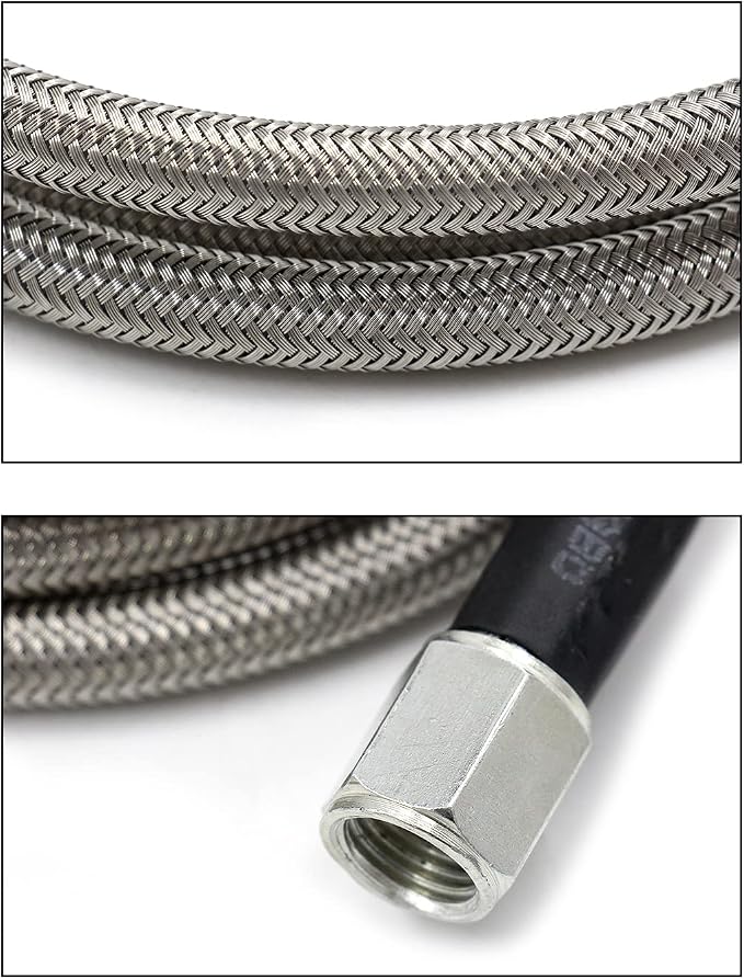 Steel Braided Turbo Oil Feed Line -4AN, Pressure Stainless Remote Turbocharger Sensor Teflon 4 AN Gauge Line Kit (36 inch)