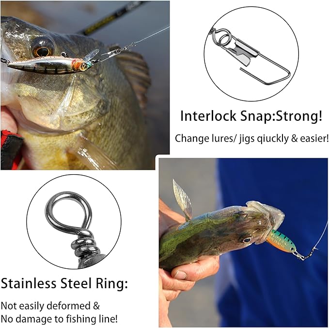 Barrel Swivel Snaps,50/100pcs Fishing Swivel Safety Snaps Stainless Steel Copper Swivel Fishing Multiple Size Black/Gold Fishing Swivel Snaps for Saltwater Freshwater