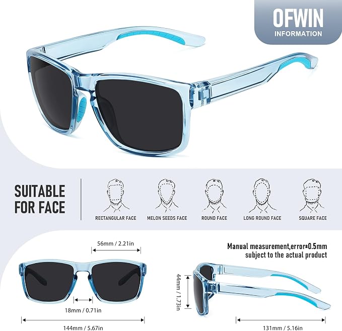 Sports Polarized Sunglasses for Men Women UV Protection Unbreakable Driving Running Fishing Hiking Sun Glasses