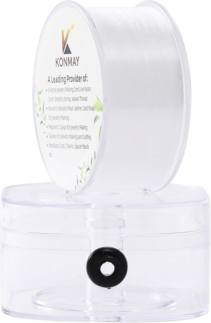 KONMAY Clear Fishing Wire, 408 Yards 0.2mm/7.5 Lbs Monofilament Nylon Fishing Line, Invisible Craft String Thread for Hanging Ornaments, Decorations, Crafting, Balloon Arch, Beading and Jewelry Making