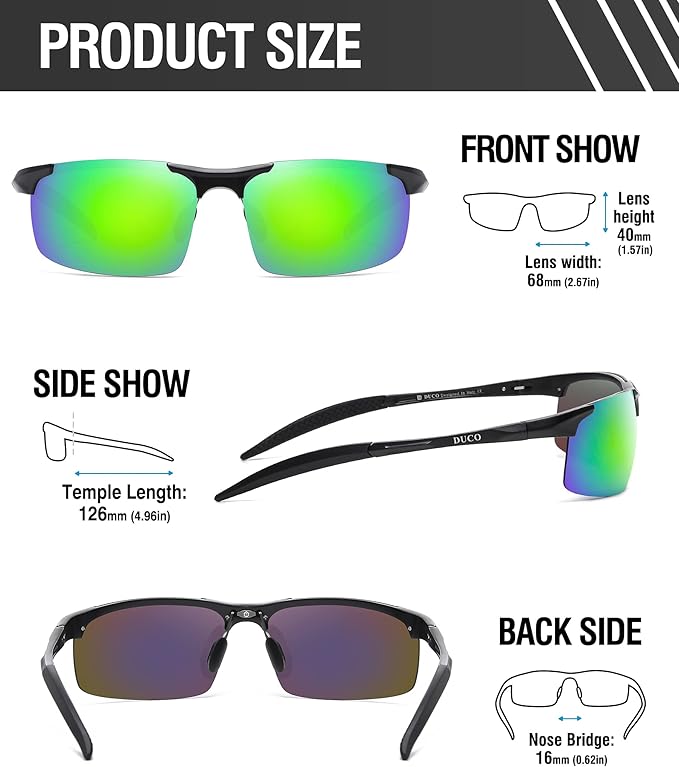 DUCO Mens Sports Polarized Sunglasses UV Protection Sunglasses for Men 8177s