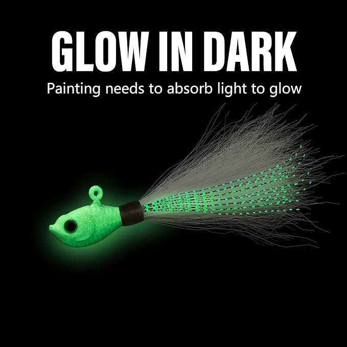 Dr.Fish 3 Pack Bucktail Jig Lure Hair Jig Saltwater Freshwater Lures Surf Fishing Bass Flounder Striper Bluefish Halibut Redfish